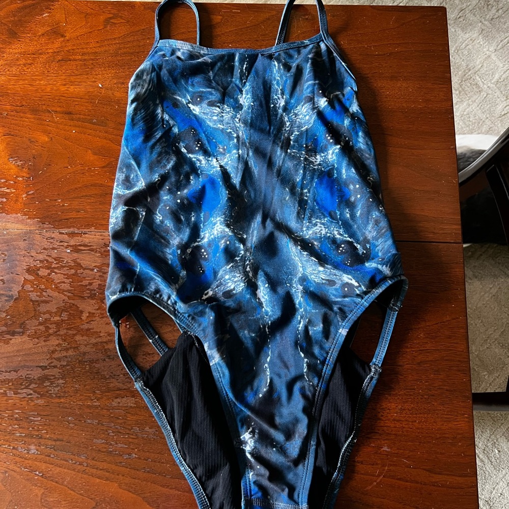 Jolyn Clothing Blue and Black One Piece Swimsuit